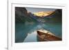 Canoe on Lake Louise at Sunrise-Miles Ertman-Framed Photographic Print