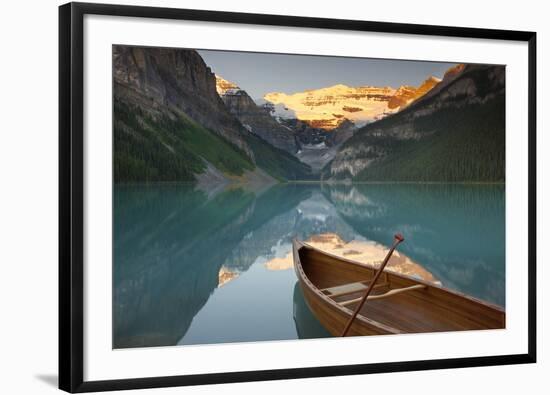 Canoe on Lake Louise at Sunrise-Miles Ertman-Framed Photographic Print