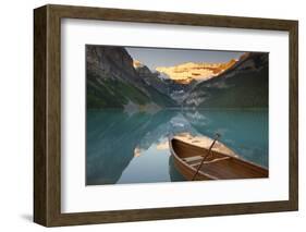 Canoe on Lake Louise at Sunrise-Miles Ertman-Framed Photographic Print