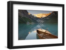 Canoe on Lake Louise at Sunrise-Miles Ertman-Framed Photographic Print