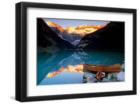 Canoe on Lake Louise-null-Framed Art Print