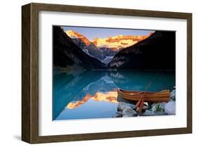 Canoe on Lake Louise-null-Framed Art Print