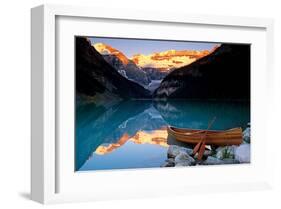 Canoe on Lake Louise-null-Framed Art Print