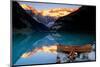 Canoe on Lake Louise-null-Mounted Art Print