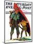 "Canoe Portage," Saturday Evening Post Cover, March 24, 1934-Eugene Iverd-Mounted Giclee Print