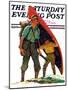 "Canoe Portage," Saturday Evening Post Cover, March 24, 1934-Eugene Iverd-Mounted Giclee Print