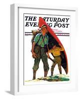 "Canoe Portage," Saturday Evening Post Cover, March 24, 1934-Eugene Iverd-Framed Premium Giclee Print