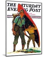 "Canoe Portage," Saturday Evening Post Cover, March 24, 1934-Eugene Iverd-Mounted Premium Giclee Print