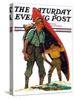 "Canoe Portage," Saturday Evening Post Cover, March 24, 1934-Eugene Iverd-Stretched Canvas