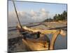 Canoe Pulled up onto Beach at Dusk, Bamburi Beach, Near Mombasa, Kenya, Africa-Charles Bowman-Mounted Photographic Print