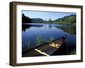 Canoe Resting on the Shore of Little Long Pond, Acadia National Park, Maine, USA-Jerry & Marcy Monkman-Framed Premium Photographic Print