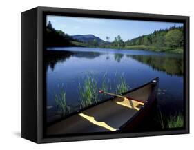 Canoe Resting on the Shore of Little Long Pond, Acadia National Park, Maine, USA-Jerry & Marcy Monkman-Framed Stretched Canvas