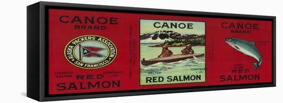 Canoe Salmon Can Label - San Francisco, CA-Lantern Press-Framed Stretched Canvas