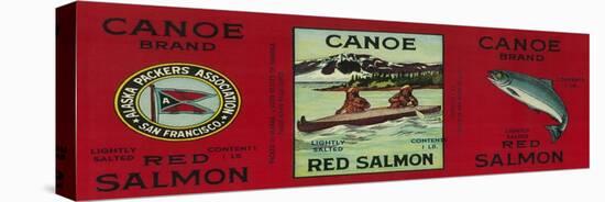 Canoe Salmon Can Label - San Francisco, CA-Lantern Press-Stretched Canvas