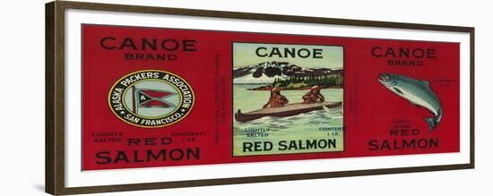 Canoe Salmon Can Label - San Francisco, CA-Lantern Press-Framed Premium Giclee Print