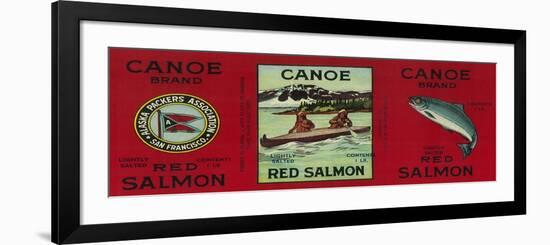 Canoe Salmon Can Label - San Francisco, CA-Lantern Press-Framed Premium Giclee Print