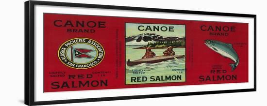 Canoe Salmon Can Label - San Francisco, CA-Lantern Press-Framed Premium Giclee Print