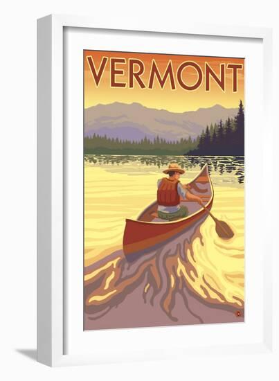 Canoe Scene - Vermont-Lantern Press-Framed Art Print