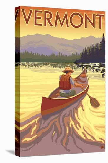 Canoe Scene - Vermont-Lantern Press-Stretched Canvas