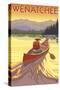 Canoe Scene - Wenatchee, WA-Lantern Press-Stretched Canvas