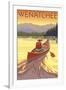 Canoe Scene - Wenatchee, WA-Lantern Press-Framed Art Print