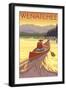 Canoe Scene - Wenatchee, WA-Lantern Press-Framed Art Print