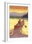 Canoe Scene - Wenatchee, WA-Lantern Press-Framed Art Print