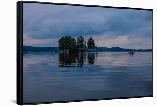 Canoe tour at dusk, Lelang Lake, Götaland, Sweden-Andrea Lang-Framed Stretched Canvas