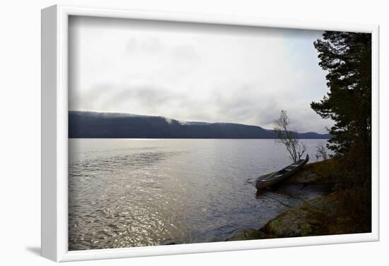 Canoe tour, shore, Lelång Lake, Dalsland, Sweden-Andrea Lang-Framed Photographic Print