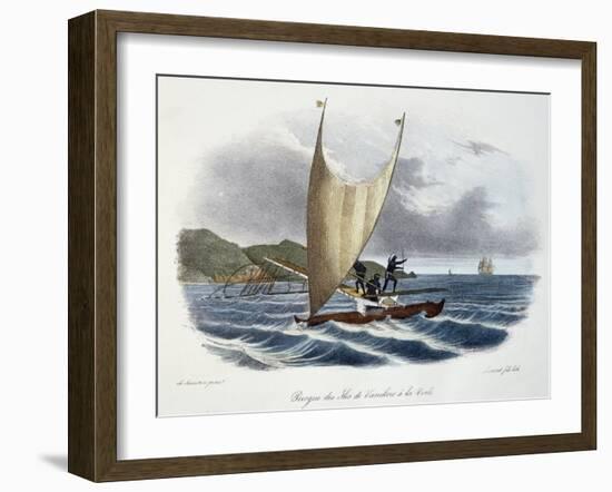 Canoe with Sail from the Vanikoro Islands-null-Framed Giclee Print