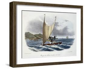 Canoe with Sail from the Vanikoro Islands-null-Framed Giclee Print