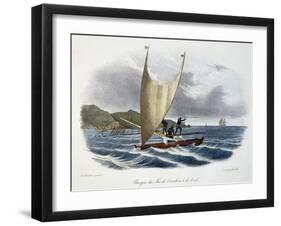 Canoe with Sail from the Vanikoro Islands-null-Framed Giclee Print