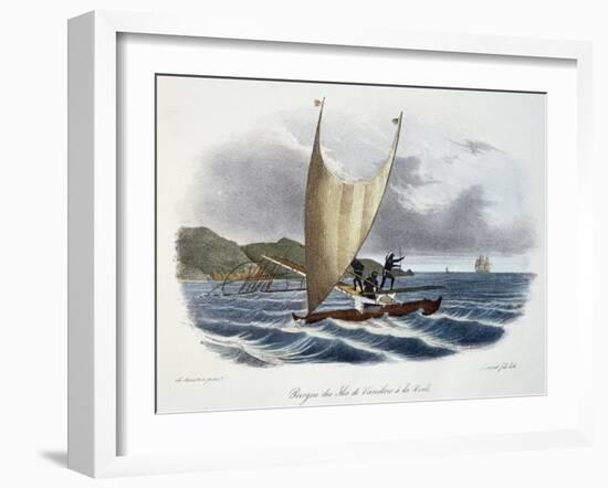 Canoe with Sail from the Vanikoro Islands-null-Framed Giclee Print