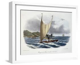 Canoe with Sail from the Vanikoro Islands-null-Framed Giclee Print