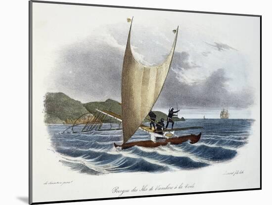 Canoe with Sail from the Vanikoro Islands-null-Mounted Giclee Print