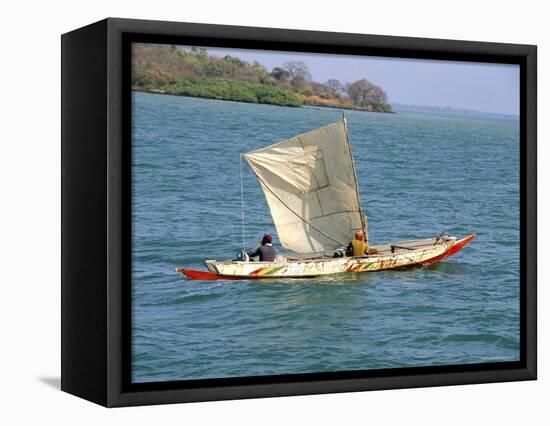 Canoe with Sail, River Gambia, the Gambia, West Africa, Africa-J Lightfoot-Framed Stretched Canvas