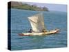 Canoe with Sail, River Gambia, the Gambia, West Africa, Africa-J Lightfoot-Stretched Canvas