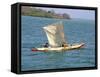 Canoe with Sail, River Gambia, the Gambia, West Africa, Africa-J Lightfoot-Framed Stretched Canvas