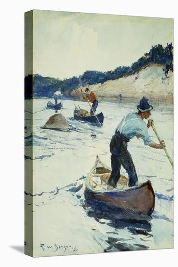 Canoeing, 1926 (Watercolour and Pencil on Paper Laid on Board)-Frank Weston Benson-Stretched Canvas