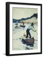 Canoeing, 1926 (Watercolour and Pencil on Paper Laid on Board)-Frank Weston Benson-Framed Giclee Print