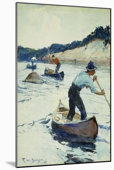 Canoeing, 1926 (Watercolour and Pencil on Paper Laid on Board)-Frank Weston Benson-Mounted Giclee Print