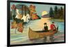 Canoeing and Camping-null-Framed Art Print