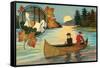 Canoeing and Camping-null-Framed Stretched Canvas