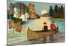 Canoeing and Camping-null-Mounted Art Print