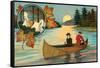 Canoeing and Camping-null-Framed Stretched Canvas