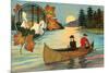 Canoeing and Camping-null-Mounted Art Print