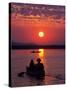 Canoeing at Sun Rise on the Zambezi River-John Warburton-lee-Stretched Canvas