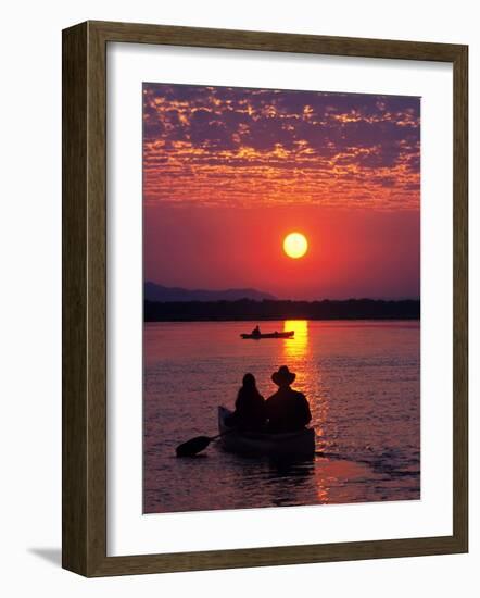 Canoeing at Sun Rise on the Zambezi River-John Warburton-lee-Framed Photographic Print