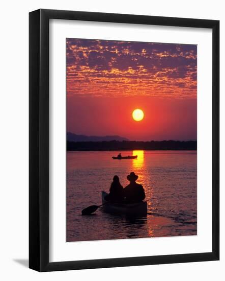 Canoeing at Sun Rise on the Zambezi River-John Warburton-lee-Framed Photographic Print