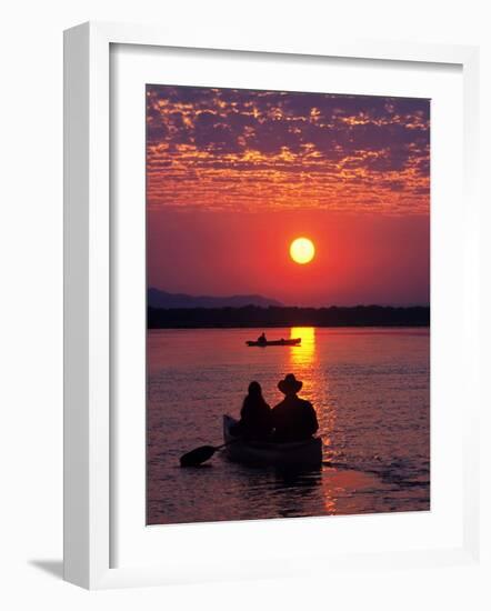 Canoeing at Sun Rise on the Zambezi River-John Warburton-lee-Framed Photographic Print